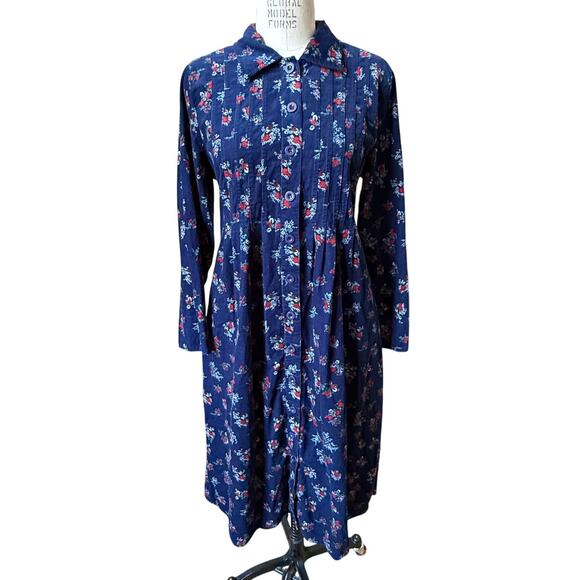 Vermont Country Store Corduroy Floral Print Midi Dress Size Large - Picture 1 of 5